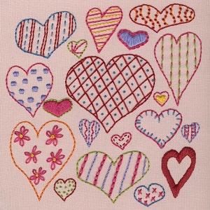 Patrón de bordado PDF Hearts Sampler