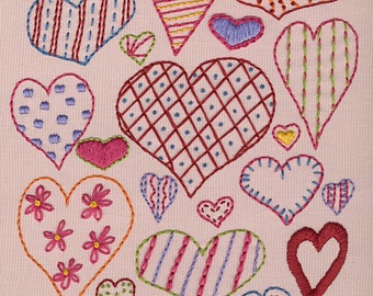 Hearts Sampler PDF embroidery pattern