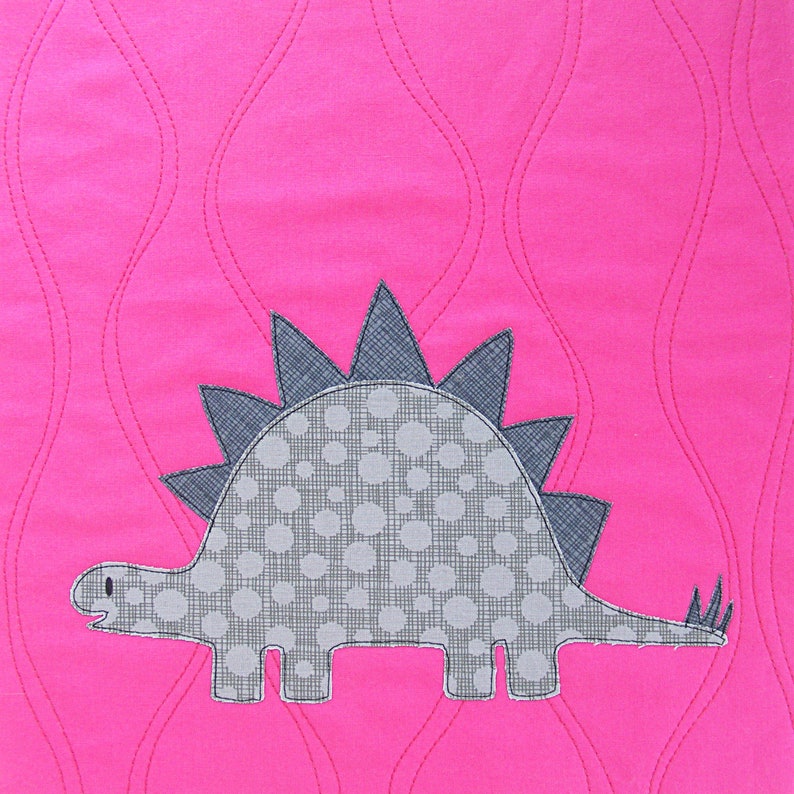 Dinosaur Applique Quilt Pattern easy PDF pattern for beginners, uses Quilt As You Go and fusible adhesive image 7