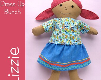 Lizzie - a Dress Up Bunch Rag Doll Pattern (dressable doll, PDF, digital pattern)