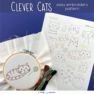 Embroidered Cats - PDF pattern