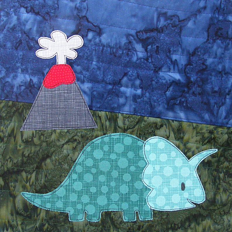 Dinosaur Applique Quilt Pattern easy PDF pattern for beginners, uses Quilt As You Go and fusible adhesive image 6