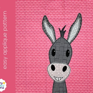 Dawson Donkey Applique Quilt Pattern - easy digital PDF pattern, uses Quilt As You Go and fusible adhesive - farm animal nursery theme