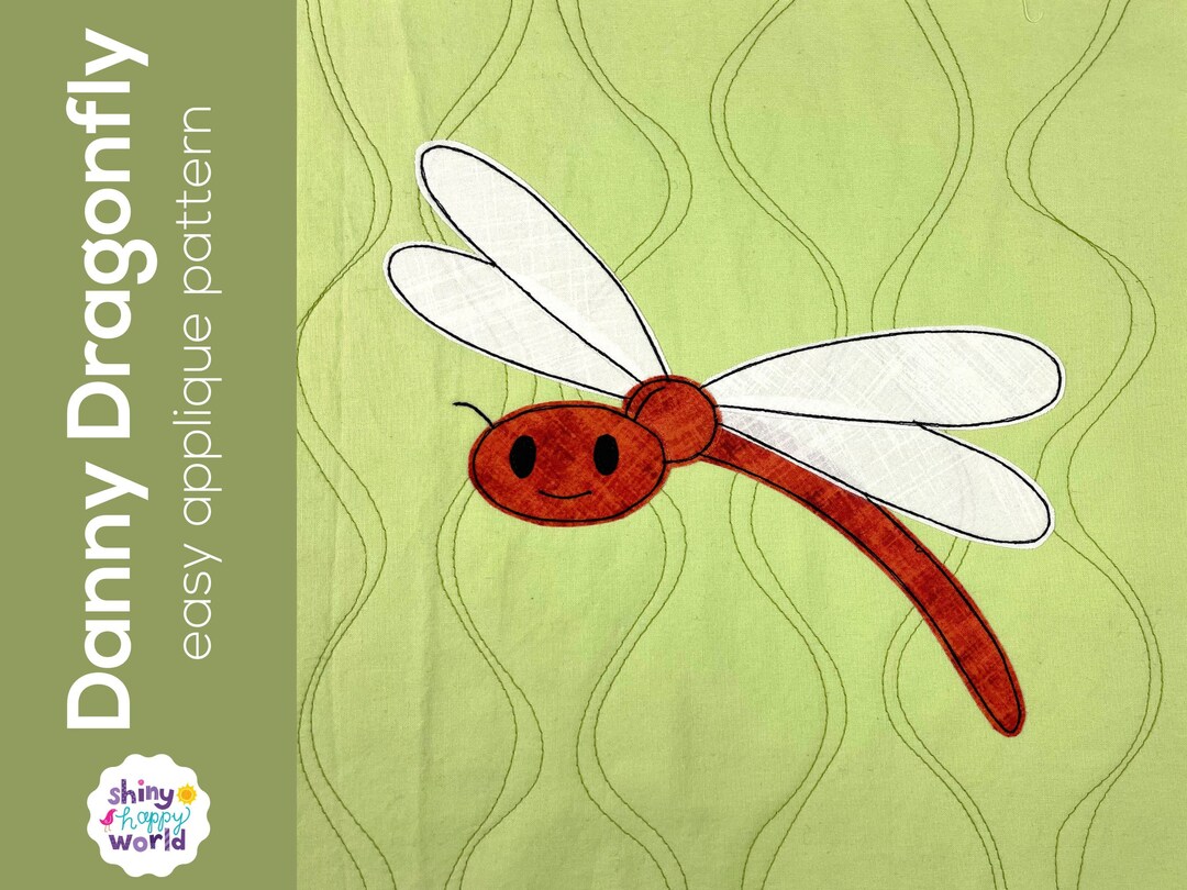 Danny Dragonfly Applique Quilt Pattern easy Digital PDF Pattern, Uses