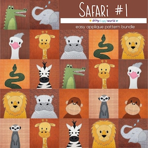 Paquete de patrones de apliques de animales de safari: Decoración para habitación infantil (PDF digital)