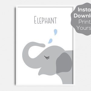 Elephant Printable Art instant download print it yourself ABC Animals Collection wall art for nursery or child's room zoo animals image 1