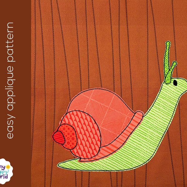 Sullivan Snail Applique Quilt Pattern - easy digital PDF pattern for beginners, uses Quilt As You Go and fusible adhesive