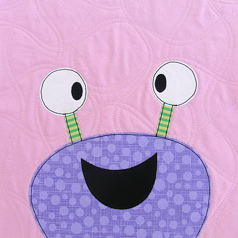 Scary Squares Monster Applique Quilt Pattern easy digital PDF pattern for beginners, uses Quilt As You Go and fusible adhesive image 6
