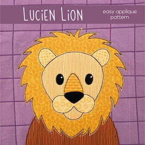 Lucien Lion - easy applique quilt pattern for beginners - instant PDF pattern