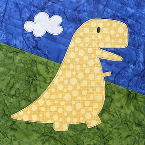 Dinosaur Applique Quilt Pattern easy PDF pattern for beginners, uses Quilt As You Go and fusible adhesive image 5