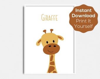 Giraffe Printable Art - instant download - print it yourself - ABC Animals Collection - wall art for nursery or child's room - zoo animals