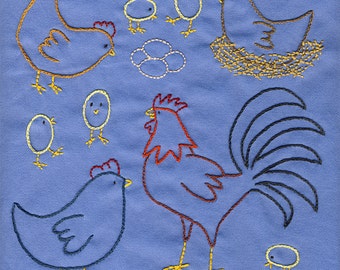 Chicken Embroidery pattern PDF
