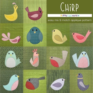 Patrón de edredón con apliques de pájaro: fácil de acolchar sobre la marcha (PDF digital)