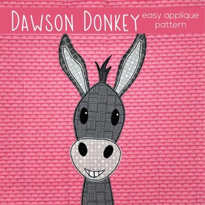 Dawson Donkey Applique Quilt Pattern - easy digital PDF pattern, uses Quilt As You Go and fusible adhesive - farm animal nursery theme
