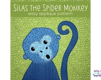 Patrón de edredón con apliques de mono araña Silas: Apto para principiantes (Patrón PDF)