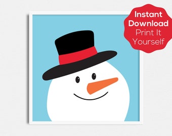 Snowman Printable Art - instant download - print it yourself - Christmas Collection - wall art for home decor, nursery or child's room