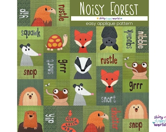 Zestaw wzorów aplikacji „Noisy Forest”: lis, borsuk, orzeł, jeż, opos, nietoperz, wąż (cyfrowy plik PDF)