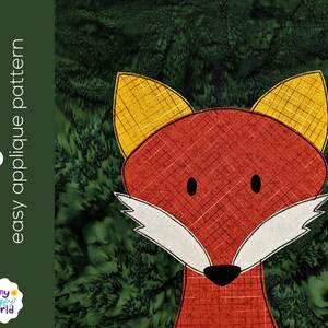 Fergal Fox Applique Quilt Pattern - easy digital PDF pattern for beginners, uses Quilt As You Go and fusible adhesive