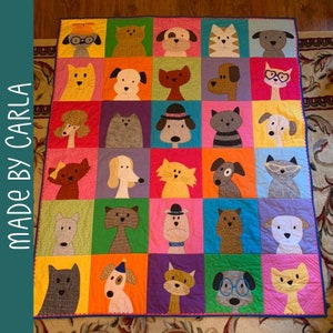 Cats Quilt Applique Pattern Workshop easy PDF pattern for beginners, uses Quilt As You Go and fusible adhesive image 7