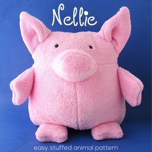 Nellie - a cuddly huggable pig stuffed animal pattern for beginners (digital pattern, PDF)