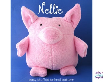 Nellie - a cuddly huggable pig stuffed animal pattern for beginners (digital pattern, PDF)