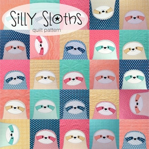 Sloth Applique Quilt Pattern: Easy Quilt-As-You-Go (PDF Pattern)