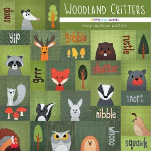 Woodland Critters - easy applique quilt pattern PDF for beginners - QAYG and fusible adhesive
