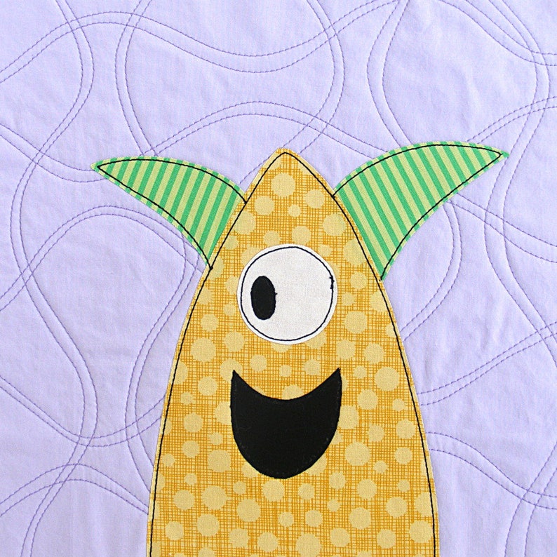 Scary Squares Monster Applique Quilt Pattern easy digital PDF pattern for beginners, uses Quilt As You Go and fusible adhesive image 8