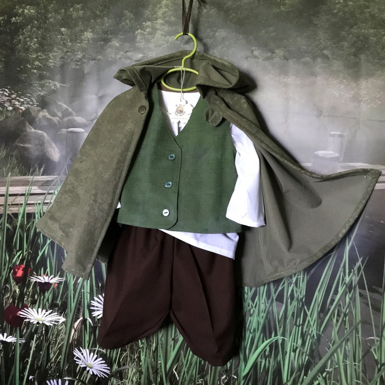 Kid's Hobbit Woodland Medieval Renaissance Elf Outfit: Cloak, Vest
