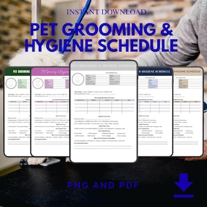 Pet Grooming & Hygiene Schedule Digital Download Animal Health Ledger Printable PDF A4 Letter Size Instant Access PNG Fur Success Map Kit