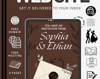 Chocolate Brown Wedding Website Template | Dark Academia Canva Invite (Digital Download)