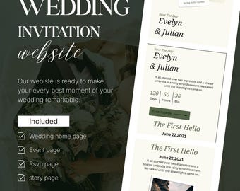 Editable Wedding Website Template | Sage Green Botanical Digital Invitation (RSVP Form)
