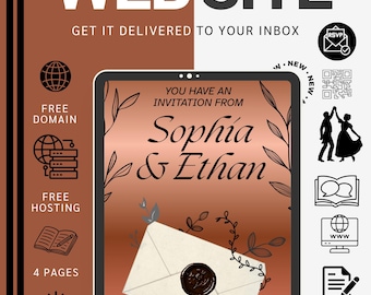 Dark Earth Tone Wedding Website Template | Editable Canva Invitation (Digital Download)