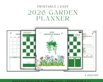 Diario de planificación de jardín 2026 / Registro de plantación y mantenimiento (Descarga digital)