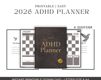 Agenda 2026 TDAH : Soins personnels, bien-être et productivité Téléchargement numérique