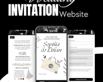 Dark Elegant Wedding Website Canva Template (Digital Invitation)