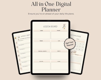 Planificador digital todo en uno 365 días / 2026 Planificador de vida estético