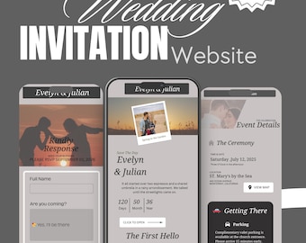 Elegant Wedding Website Template | Minimalist Botanical Digital Invitation (RSVP Included)