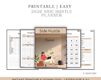 Agenda 2026 Side Hustle | Planification d'entreprise (PDF)