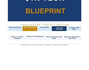 Plan technique 1K : boîte à outils du pigiste pour React, Python, Flutter, AI (produit numérique)