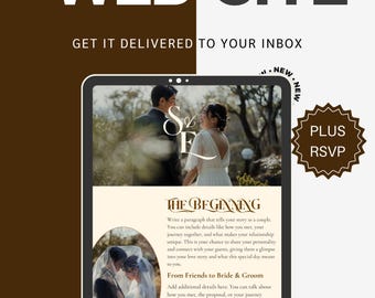 Botanical Wedding Invitation Website Canva Template (Digital Download)