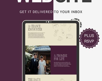 Wedding Website Template & RSVP Form | "Our Love, Unended"  : Editable Canva Design (Digital Download)
