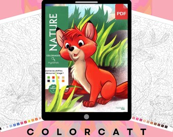 Nature Mystery Coloring Book PDF, 105 Paint by Number Pages, Woodland Animals Art, Classic Animated Forest Sheets, Instant Download