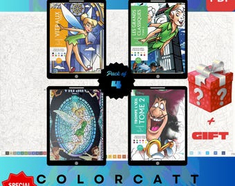 Set van 4 mysterieuze kleuren op nummer | Sprookjesachtige magie en gebrandschilderd glas Pixie Art | Digitale pdf-kleurboeken | Klaar voor tablet en Procreate