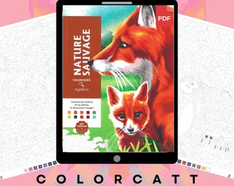 Wild Nature Mystery Color by Number Book PDF, 105 Paint by Number Pages, Fox Wildlife Animal Landscapes, Instant Download