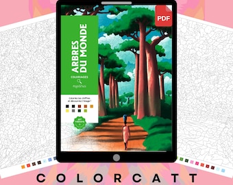 100 Mystery Color by Number | Majestic Landscapes & Nature Mosaic Art | Digital PDF Coloring Book | Procreate and Tablet Ready | Art Therapy
