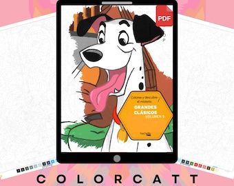 100 mysterieuze kleuren op nummer | Speelse puppy's en mozaïekkunst met 101 plekken | Digitaal pdf-kleurboek | Activiteit Tablet en Procreate Ready