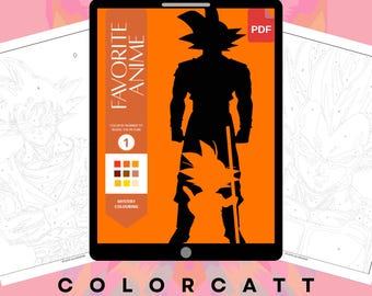 Anime Mystery Color by Number Book PDF, 47 Paint by Number Pages, Saiyan Warrior Martial Arts Art, Manga Gift Instant Download