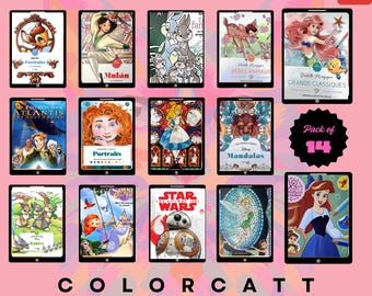 Megapakket van 14 mysterieuze kleuren op nummer | Ultieme digitale kleurbibliotheek | Bundel met 639+ pagina's | Klaar voor tablet en Procreate pdf-pakket