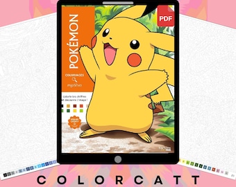 100 Mystery Color by Number Pages | Pocket Monster Digital Coloring Book PDF | Anime Mystery Art for Kids & Teens | Procreate Compatible